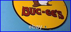 Vintage Buc-ee's Sign Bucee Beaver Gas Service Station Pump Porcelain Sign