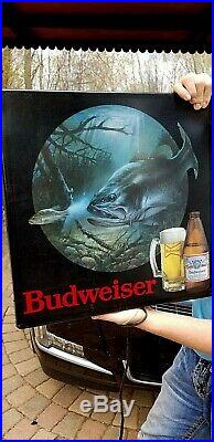 Vintage Budweiser Beer Brewery Bass Fish Box Light Sign Non Motion wildlife