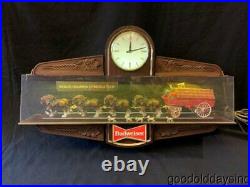Vintage Budweiser Clydesdale Advertising Clock Sign Bar Light