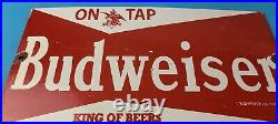 Vintage Budweiser Sign Beer Adult Beverage Anheuser Busch Porcelain Sign