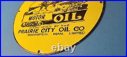 Vintage Buffalo Gasoline Porcelain Very Heavy Gas Service Station 12 Sign