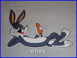 Vintage Bugs Bunny With Carrot Porcelain Metal Cartoon Tv Show Looney Tunes Sign
