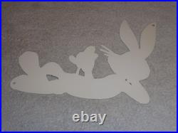 Vintage Bugs Bunny With Carrot Porcelain Metal Cartoon Tv Show Looney Tunes Sign