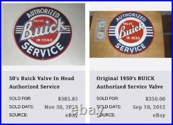 Vintage Buick Valve In Head Authorized Service Porcelain Metal Gasoline Oil Sign