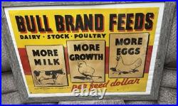 Vintage Bull Brand Feeds Dairy. Stock. Poultry Maritime Milling Buffalo NY Sign