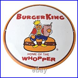 Vintage Burger King Porcelain Fast Food Burgers Diner Gas Pump Drive Thru Sign Vintage Burger King Porcelain Fast Food Burgers Diner Gas Pump Drive Thru Sign