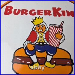 Vintage Burger King Porcelain Fast Food Burgers Diner Gas Pump Drive Thru Sign Vintage Burger King Porcelain Fast Food Burgers Diner Gas Pump Drive Thru Sign