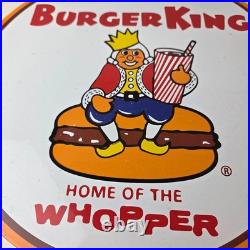 Vintage Burger King Porcelain Fast Food Burgers Diner Gas Pump Drive Thru Sign Vintage Burger King Porcelain Fast Food Burgers Diner Gas Pump Drive Thru Sign