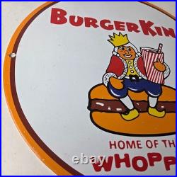 Vintage Burger King Porcelain Fast Food Burgers Diner Gas Pump Drive Thru Sign Vintage Burger King Porcelain Fast Food Burgers Diner Gas Pump Drive Thru Sign