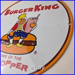 Vintage Burger King Porcelain Fast Food Burgers Diner Gas Pump Drive Thru Sign Vintage Burger King Porcelain Fast Food Burgers Diner Gas Pump Drive Thru Sign