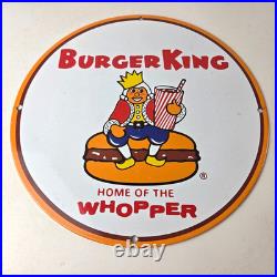 Vintage Burger King Porcelain Fast Food Burgers Diner Gas Pump Drive Thru Sign Vintage Burger King Porcelain Fast Food Burgers Diner Gas Pump Drive Thru Sign