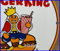 Vintage Burger King Porcelain Sign Fast Food Gas Station Pepsi Dew Mcdonalds
