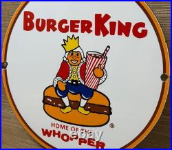 Vintage Burger King Porcelain Sign Fast Food Gas Station Pepsi Dew Mcdonalds