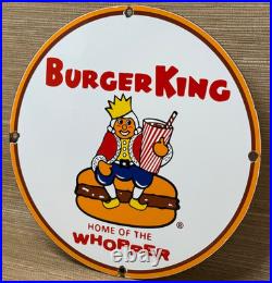 Vintage Burger King Porcelain Sign Fast Food Gas Station Pepsi Dew Mcdonalds