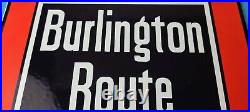 Vintage Burlington Route Railroad Sign Railway Train Station Porcelain Sign