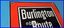 Vintage Burlington Route Railroad Sign Railway Train Station Porcelain Sign