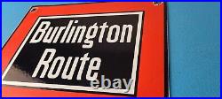 Vintage Burlington Route Railroad Sign Railway Train Station Porcelain Sign