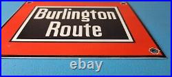 Vintage Burlington Route Railroad Sign Railway Train Station Porcelain Sign