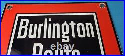 Vintage Burlington Route Railroad Sign Railway Train Station Porcelain Sign