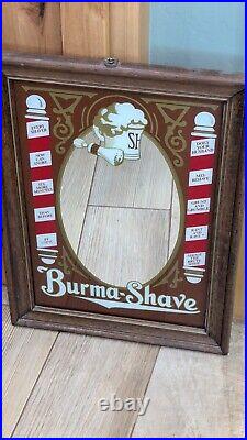 Vintage Burma Shave Barber Shop Wood Frame Mirror Advertising Sign 15 X 21