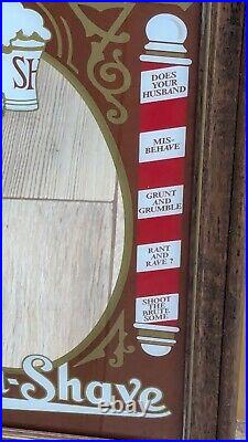 Vintage Burma Shave Barber Shop Wood Frame Mirror Advertising Sign 15 X 21