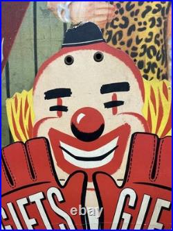 Vintage C. 1940 Gifts Store Display Clown Sign Carnival Circus Gas Grocery Store