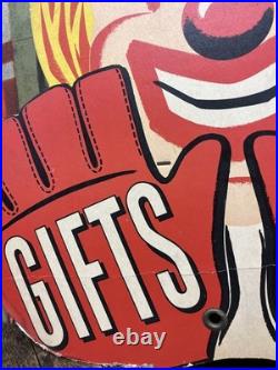 Vintage C. 1940 Gifts Store Display Clown Sign Carnival Circus Gas Grocery Store