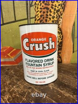 Vintage C. 1960 Orange Crush One Gallon Syrup Can Sign Coca Cola 7up Pepsi Dp