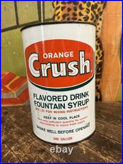 Vintage C. 1960 Orange Crush One Gallon Syrup Can Sign Coca Cola 7up Pepsi Dp