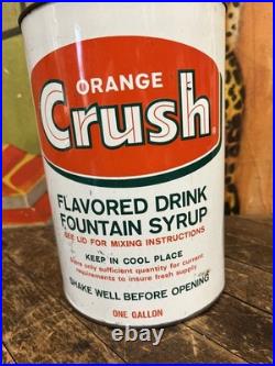 Vintage C. 1960 Orange Crush One Gallon Syrup Can Sign Coca Cola 7up Pepsi Dp