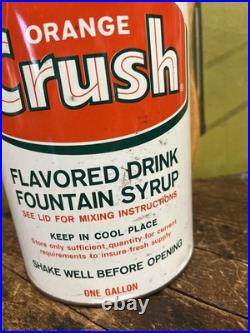 Vintage C. 1960 Orange Crush One Gallon Syrup Can Sign Coca Cola 7up Pepsi Dp