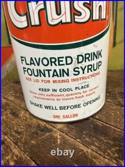 Vintage C. 1960 Orange Crush One Gallon Syrup Can Sign Coca Cola 7up Pepsi Dp