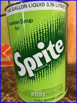 Vintage C. 1970 Sprite One Gallon Syrup Can Sign Coca Cola 7up Pepsi Dr Pepper