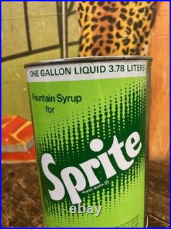 Vintage C. 1970 Sprite One Gallon Syrup Can Sign Coca Cola 7up Pepsi Dr Pepper