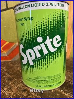 Vintage C. 1970 Sprite One Gallon Syrup Can Sign Coca Cola 7up Pepsi Dr Pepper