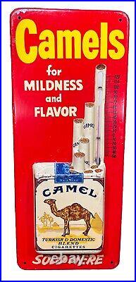 Vintage CAMELS Advertising Thermometer For Smoking Enjoyment Metal Sign ORIGINAL