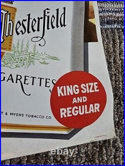 Vintage CHESTERFIELD Cigarettes Store Advertising Sign Lithograph Couple MCM