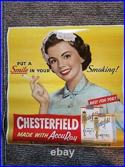 Vintage CHESTERFIELD Cigarettes Store Advertising Sign Lithograph Poster