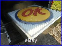 Vintage CHEVROLET CHEVY OK USED CARS Lighted AUTO Dealer OIL Advertising SIGN