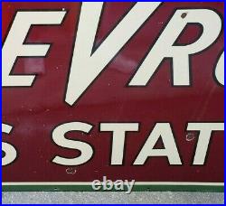 Vintage CHEVRON GAS STATION Sign Porcelain 78 x 36 RARE Standard Oil