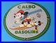 Vintage-Calso-Gasoline-Porcelain-Mickey-Mouse-Skiing-Walt-Disney-Gas-Pump-Sign-01-exz