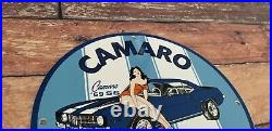 Vintage Camaro Porcelain & Metal Chevrolet Gas Parts Service Station Ad Sign