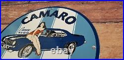 Vintage Camaro Porcelain & Metal Chevrolet Gas Parts Service Station Ad Sign