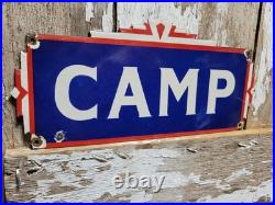 Vintage Camp Porcelain Sign Old Adirondacks Cabin Park Ranger Lake Lodge Cottage Vintage Camp Porcelain Sign Old Adirondacks Cabin Park Ranger Lake Lodge Cottage
