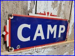 Vintage Camp Porcelain Sign Old Adirondacks Cabin Park Ranger Lake Lodge Cottage Vintage Camp Porcelain Sign Old Adirondacks Cabin Park Ranger Lake Lodge Cottage