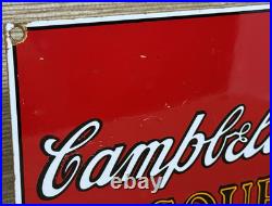 Vintage Campbell's Soup Porcelain Sign Cracker Gas Station Grocery Store Oil