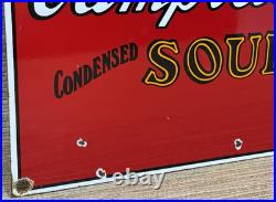 Vintage Campbell's Soup Porcelain Sign Cracker Gas Station Grocery Store Oil