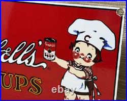 Vintage Campbell's Soup Porcelain Sign Cracker Gas Station Grocery Store Oil