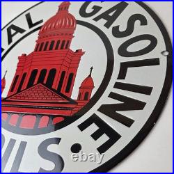 Vintage Capital Gasoline Sign Gas Motor Oil Pump Plate Porcelain Sign