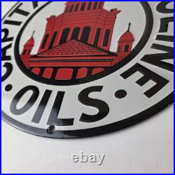 Vintage Capital Gasoline Sign Gas Motor Oil Pump Plate Porcelain Sign